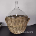 Custom Glasflasche Vase mit Rattan verpackter Korb